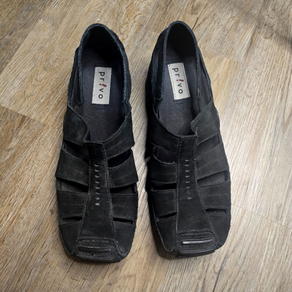 Privo Clarks Black Comfort Flex Sole Slip In Walking Sandals Womens Size 5.5M